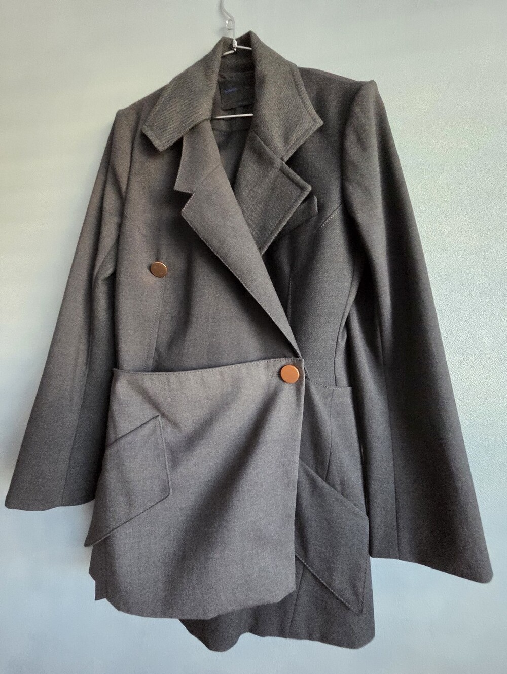 PROENZA SCHOULER GREY CHARCOAL TAILORED BLAZER, JACKET SIZE, US 10, NEW